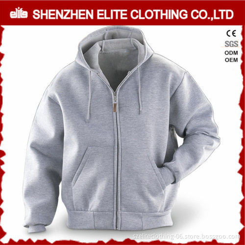 men high quality plain grey 100% cotton zip up hoodies cheap
